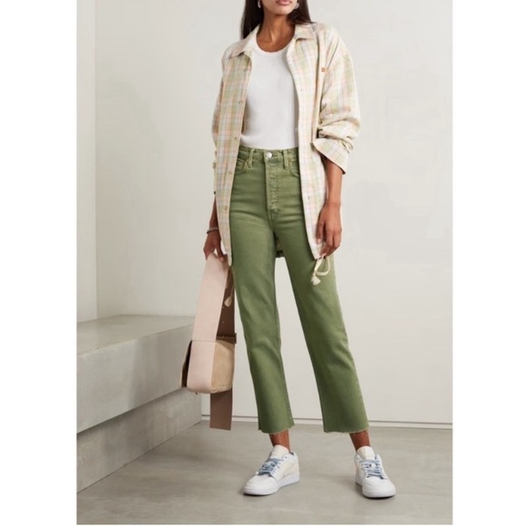 RE/DONE 70s Ultra High Rise Stove Pipe in Washed Sage Sz 27 - Picture 3 of 12